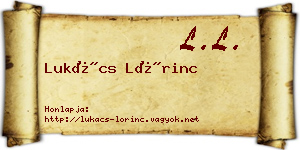 Lukács Lőrinc névjegykártya