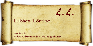 Lukács Lőrinc névjegykártya